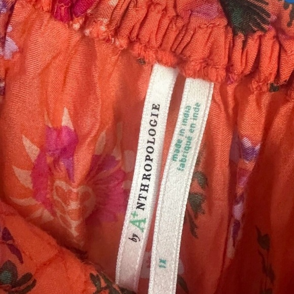 ANTHROPOLOGIE Orange Floral Quilted Chest Maxi Dress with Two Side Pockets 1X - Picture 7 of 8